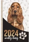 2024 Weekly Diary: Hardcover / 6x9 Dated Personal Organizer/Daily Scheduler With Checklist - To Do List - Note Section - Habit Tracker/Organizing ... Cocker Spaniel Dog - Paw Print Art Cover