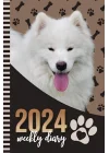 2024 Weekly Diary: Hardcover / 6x9 Dated Personal Organizer/Daily Scheduler With Checklist - To Do List - Note Section - Habit Tracker/Organizing Gift/Samoyed Dog - Paw Print Art Cover