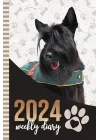 2024 Weekly Diary: Hardcover / 6x9 Dated Personal Organizer/Daily Scheduler With Checklist - To Do List - Note Section - Habit Tracker/Organizing ... Scottish Terrier Dog - Paw Print Art Cover