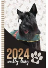 2024 Weekly Diary: Hardcover / 6x9 Dated Personal Organizer/Daily Scheduler With Checklist - To Do List - Note Section - Habit Tracker/Organizing ... Scottish Terrier Dog - Paw Print Art Cover