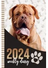 2024 Weekly Diary: Hardcover / 6x9 Dated Personal Organizer/Daily Scheduler With Checklist - To Do List - Note Section - Habit Tracker/Organizing Gift/Dogue De Bordeaux Dog - Paw Print Art Cover