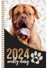 2024 Weekly Diary: Hardcover / 6x9 Dated Personal Organizer/Daily Scheduler With Checklist - To Do List - Note Section - Habit Tracker/Organizing Gift/Dogue De Bordeaux Dog - Paw Print Art Cover