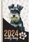 2024 Weekly Diary: Hardcover / 6x9 Dated Personal Organizer/Daily Scheduler With Checklist - To Do List - Note Section - Habit Tracker/Organizing ... Mini Schnauzer Dog - Paw Print Art Cover