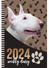 2024 Weekly Diary: Hardcover / 6x9 Dated Personal Organizer/Daily Scheduler With Checklist - To Do List - Note Section - Habit Tracker/Organizing Gift/Bull Terrier Dog - Paw Print Art Cover