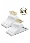 24 Adet Beyaz Gold Kancalı Plastik Elbise Askı