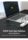 240W, 20 Gbps, 4K 60Hz, USB Cden USB Cye, Örgülü Hızlı Şarj, Görüntü ve Veri Aktarım Kablosu PD 3.2, 5A, iPhone 15, 16, 17, M2 MacBook Pro, Air, iPad Pro ve Galaxy S25, S24, S23 ile Uyumlu