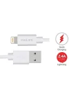 2.4A iPhone Lightning Şarj ve Data Kablosu Beyaz 1 Metre