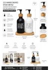 2’li Hands & Dishes Siyah Beyaz Cam Sabunluk Seti – Modern Minimalist Tasarım, 500 ml Kapasiteli, Bambu Standlı Dekoratif Mutfak & Banyo Sıvı Sabunluk Dispenser Seti