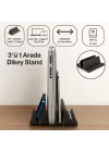 3 Bölmeli Metal Genişlik Ayarlamalı Masaüstü Dikey Macbook Laptop Notebook Standı Telefon Tablet Standı