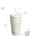 3 Bubble Two-Cap Straw Tumbler Çelik Termos 600 Mililitre Lightest Sky ST-247
