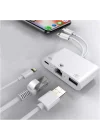 3 in1 şarj adaptörü Lightning Type-C Girişini Kamera Fotoğraf Makinesi Lan Ethernet Girişine Çevirici Dönüştürücü Tip-C RJ45 girişli İphone ile Uyumlu ZR814