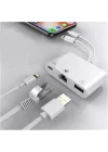 3 in1 şarj adaptörü Lightning Type-C Girişini Kamera Fotoğraf Makinesi Lan Ethernet Girişine Çevirici Dönüştürücü Tip-C RJ45 girişli İphone ile Uyumlu ZR814