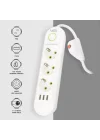 3lü 1.5 Metre Uzatma Kablosu 3 Usb Akım Korumalı Priz Beyaz