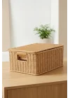 3lü Kapaklı Hasır Rattan Organizer Sepet - BB6065