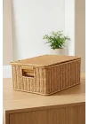 3lü Kapaklı Hasır Rattan Organizer Sepet - BB6065