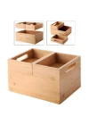 3lü Modüler Bambu Organizer Set - Üst Üste Geçebilen Çok Amaçlı Çekmece İçi ve Masaüstü Düzenleyici Kutu - Banyo, Mutfak ve Ofis İçin Ahşap Saklama Seti