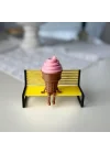 3lü Renkli Dondurma Külahı Dekoratif Figür Seti - Sevimli Bacaklı Masaüstü Süs (Her biri 7.5 x 4.3 cm) BANK DAHİL DEĞİLDİR