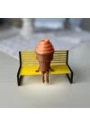 3lü Renkli Dondurma Külahı Dekoratif Figür Seti - Sevimli Bacaklı Masaüstü Süs (Her biri 7.5 x 4.3 cm) BANK DAHİL DEĞİLDİR
