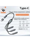 3lü Type-C Çoklayıcı 25 Cm Hızlı Şarj ve 480 Mbps Veri Aktarımı 3CC