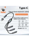 3lü Type-C Çoklayıcı 25 Cm Hızlı Şarj ve 480 Mbps Veri Aktarımı 3CC