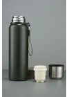 304 L Çelik 750 ml Yeşil Kamp Piknik Termos Tutmalı Termos cin491ys