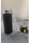 304 L Çelik Siyah 600 ml Askılı ve Pipetli Matara Suluk cin411sy