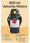 304 L Çelik Siyah 600 ml Askılı ve Pipetli Matara Suluk cin411sy