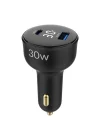 30W Led Ekranlı Type-C + USB-A Araç Şarj Aleti iPhone & Android & Tablet Araç içi Şarj Cihazı