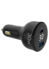 30W Led Ekranlı Type-C + USB-A Araç Şarj Aleti iPhone & Android & Tablet Araç içi Şarj Cihazı