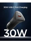 30W USB-C Araç içi Hızlı Şarj Aleti PPS Desteği Akım Korumalı Güç Adaptörü Çakmaklık iPhone & Android & iPad Type-C PD 3.0 EV301 - ACP08699 ( TR Garantili)