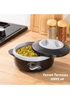 3149 1000 mL Yemek Termosu - Sızdırmaz Kilitlenebilir Kapak Paslanmaz Çelik Sefer Tası - Siyah