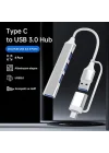 3360 Usb 3.0 Type C Hub 4 Port Çoklayıcı Çoğaltıcı Çevirici Dönüştürücü Adaptör 2si 1 Arada USB & Type-C 4 Portlu Hub USB Type-A & USB Type-C (Hibrit Tasarım) 5 Gbps (USB 3.0 Destekli)