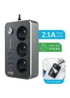3396 3LÜ PRİZ 3 USB GİRİŞLİ 2MT. AKIM KORUMALI