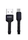 3A USB-A to Micro Pro Braided Örgülü Data ve Hızlı Şarj Kablosu 1 Metre Siyah