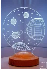 3D 3 Boyutlu Uzay Temalı LED Lamba