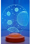 3D 3 Boyutlu Uzay Temalı LED Lamba