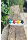 3D Çam Ağacı Mini Dörtlü Mum Kalıbı (Silikon)