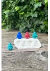 3D Çam Ağacı Mini Dörtlü Mum Kalıbı (Silikon)
