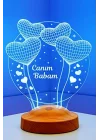 3D Canım Babam Hediyesi 3 Boyutlu Balon Kalpler Küre Led Lamba