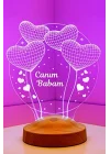 3D Canım Babam Hediyesi 3 Boyutlu Balon Kalpler Küre Led Lamba
