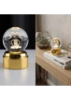 3D Lazer Kazımalı Kristal Top Gece Lambası, Altın Rengi Tabanlı, USB Bağlantılı, Romantik Çift Temalı, Masa Dekoru