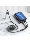 3in1 USB iPhone 17 ile Uyumlu Şarj Kablosu – Type-C, Lightning, Micro USB Çoklu Şarj Kablosu, 2A Hızlı Şarj, 1 Metre, TPE Kaplama, Aynı Anda 3 Cihaz Şarj Etme | BX74