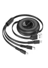 3in1 USB iPhone 17 ile Uyumlu Şarj Kablosu – Type-C, Lightning, Micro USB Çoklu Şarj Kablosu, 2A Hızlı Şarj, 1 Metre, TPE Kaplama, Aynı Anda 3 Cihaz Şarj Etme | BX74