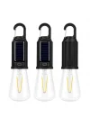 3’lü Set Solar Şarjlı LED Kamp Lambası, Type-C Şarj Girişli Sıcak Beyaz Işıklı Askı Kancalı Taşınabilir Ampul, Kamp Çadır Karavan Bahçe ve Elektrik Kesintisi İçin