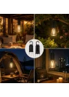 3’lü Set Solar Şarjlı LED Kamp Lambası, Type-C Şarj Girişli Sıcak Beyaz Işıklı Askı Kancalı Taşınabilir Ampul, Kamp Çadır Karavan Bahçe ve Elektrik Kesintisi İçin
