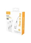 3ü1 arada USB Kablo. Şarj Kablosu, Çoklu Sarj Kablosu 3 Uçlu Type-c Uyumlu