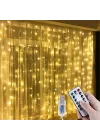 3x3 Metre Peri Led Kumandalı Perde Asma Kancalı Peri Led Yılbaşı Led Gün Işığı Led Işık 8 Modlu Parti Işığı Dekoratif Işık Led Saçak Led Işık Perde Led Yılbaşı Dekorasyon