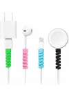 4 Adet Spiral Esnek Silikon Kablo Koruyucu iPhone - Micro USB ve TYPE-C ve Diğer Tüm Kablolar İçin Uygun Kablo Koruyucu 4 Farklı Renk