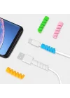 4 Adet Spiral Esnek Silikon Kablo Koruyucu iPhone - Micro USB ve TYPE-C ve Diğer Tüm Kablolar İçin Uygun Kablo Koruyucu 4 Farklı Renk