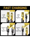 4 in 1 Çoklu USB Şarj Kablosu: 1M, Type C to Lightning Örgü Şarj Kablosu USB A/USB C 65W Tip C/27W PD Her Cihaz ile Uyumlu Metal Başlıklı